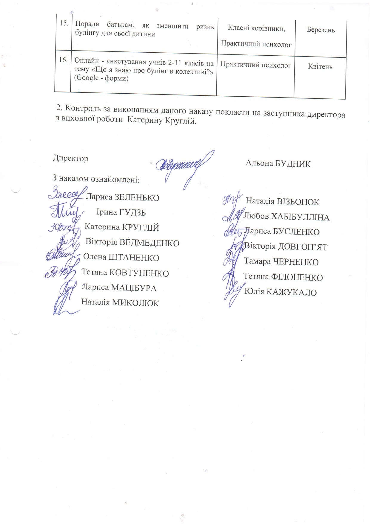 Наказ про заходи щодо булінгу Page 0003